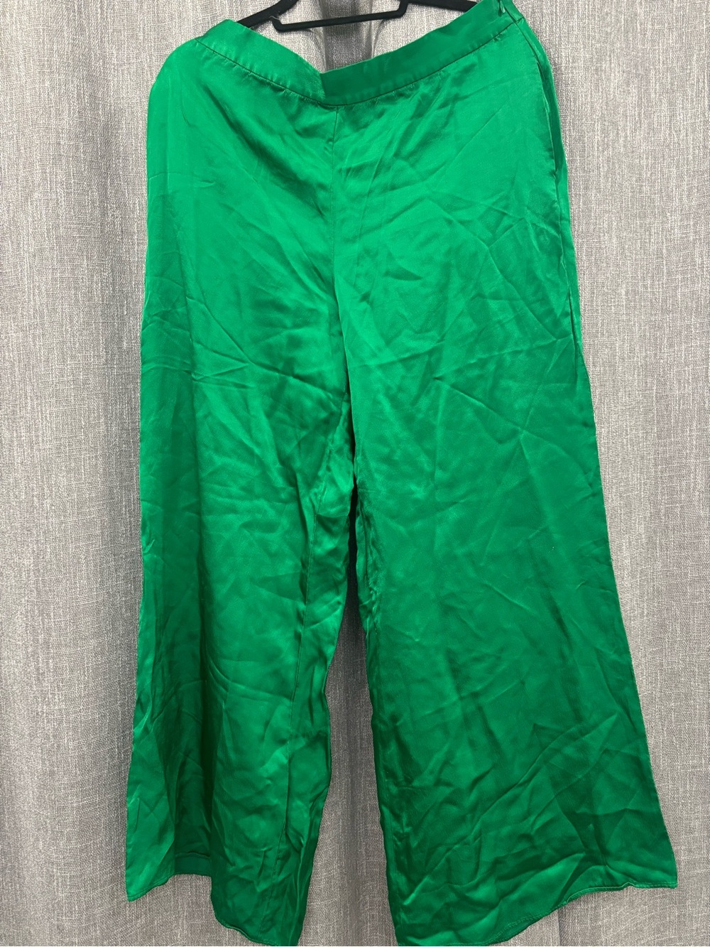 Zara Emerald Green Wide Leg Satin Pants